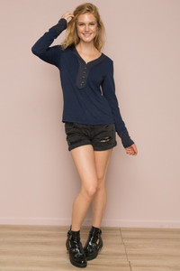 Helen Long Sleeve Top - Navy