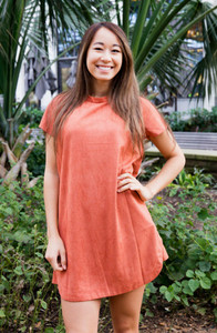 Remember Me Suede Tee Dress - Masala Red