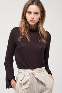 Giulia Turtle Neck Top - Black