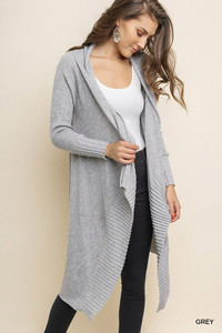 Julia Open Long Knit Cardigan - Grey