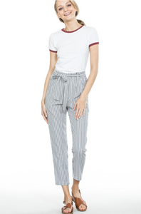 Spring Striped Long Pants - White/Black