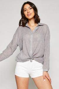 Buttoned Down Top - Grey