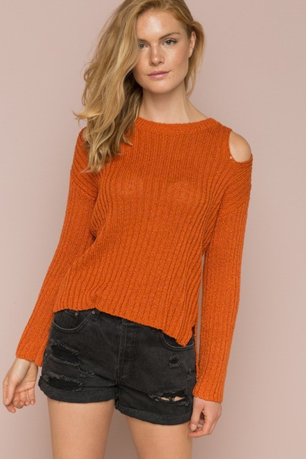 Carmen Hi Low Sweater - Rust Orange