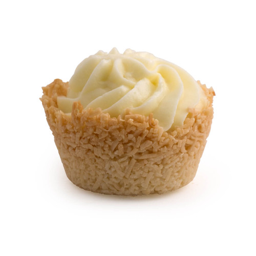 A crispy coconut shell filled with sweet coconut cream A crispy coconut shell filled with sweet coconut cream