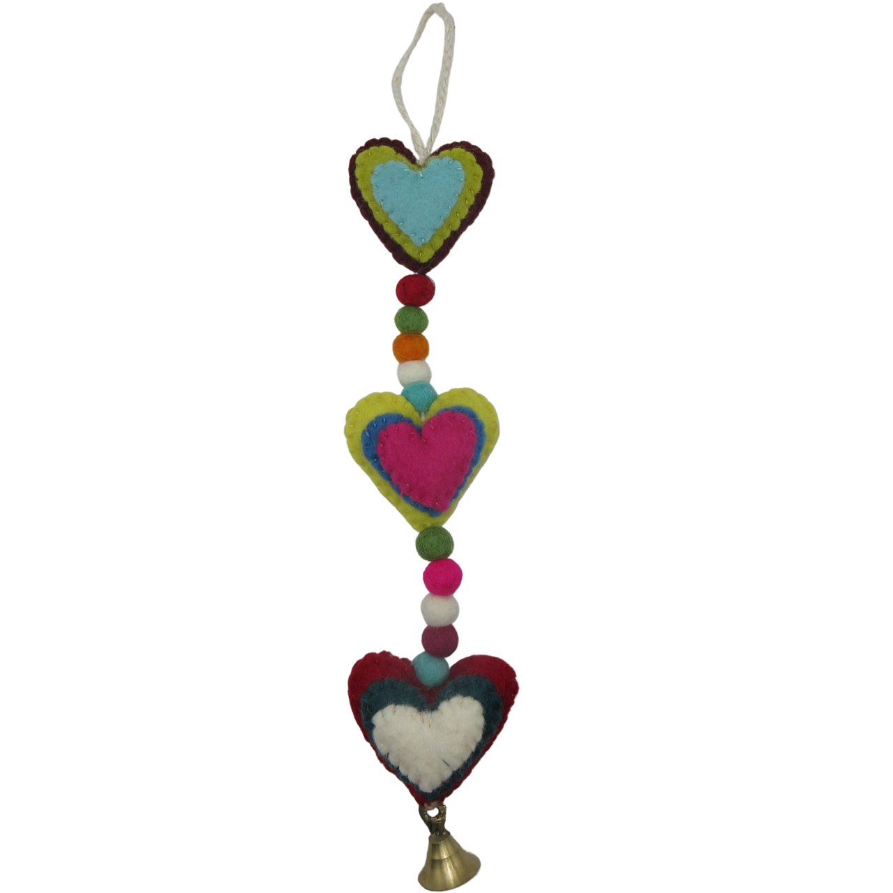 Short Felted Wool Heart Garland Tango Zulu Imports