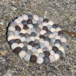 Felted Wool Trivet Felt Balls Round in Natural Beach