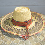 African Straw Hat with Chin Strap #64-Fits 23"-24" Head