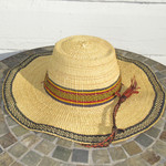 African Straw Hat with Chin Strap #69-Fits 23"-24" Head