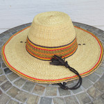 African Straw Hat with Chin Strap #77-Fits 24"-25" Head