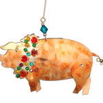 Handmade Metal Ornament Prizewinning Pig