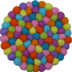 Felted Wool Trivet Felt Balls Round Sherbet