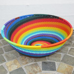 African Zulu Telephone Wire Basket Medium Wide Bowl #12