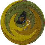 African Zulu Telephone Wire Basket Medium Wide Bowl yellow