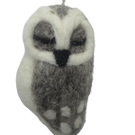 Felted Wool Ornament Grey Owl