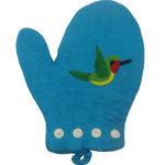 Felted Wool Oven Mitt Light Blue With Hummingbird