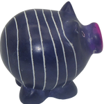 Swahili Soapstone Pig Purple stripes