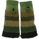 Ganesh Wool Green Striped Hand Warmers