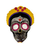 Handmade Tin Ornament Sugar Skull Frida without card