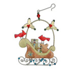 Handmade Metal Ornament Cardinal Sleigh