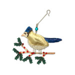 Handmade Metal Ornament Holiday Blue Jay