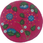 Felted Wool Pink Floral Applique Trivet