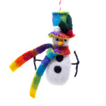 Felted Wool Ornament Technicolor Snowman