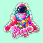 Vinyl Sticker Yoga Mushroom Astronaut