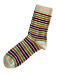 Alpaca and Bamboo Socks White Striped side view