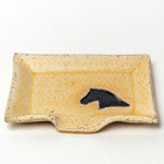 Ceramic Soap Dish Beige With Black Horse