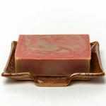 Ceramic Soap Dish  Burnt Orange With Orange Chanterelles with soap bar