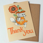 Greeting Card Thank You Gray Fox