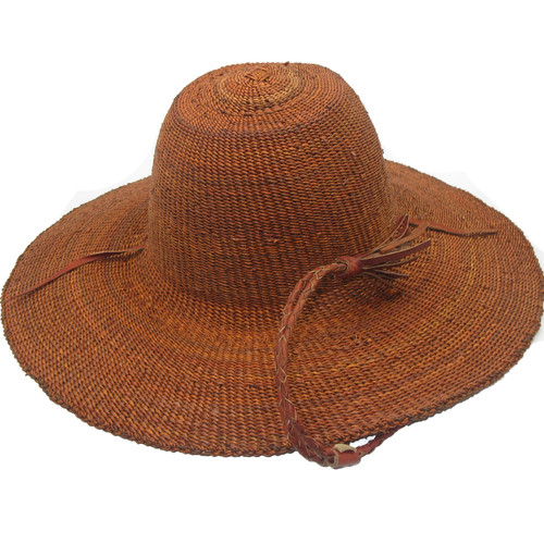 African Straw Hat with Chin Strap #52-Fits 21.5"-22.5" Head