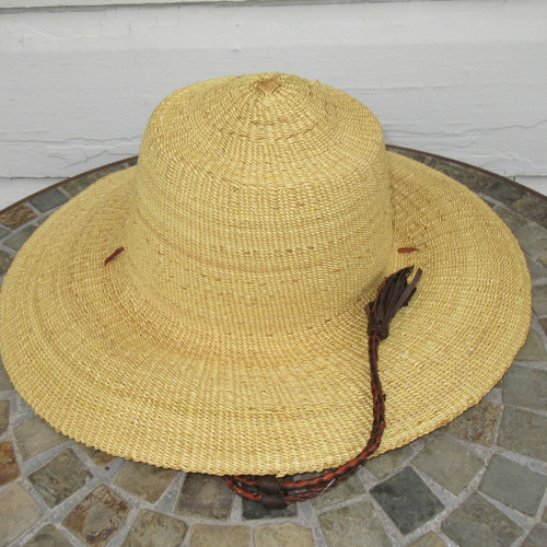 African Straw Hat with Chin Strap #54-Fits 23"-24" Head