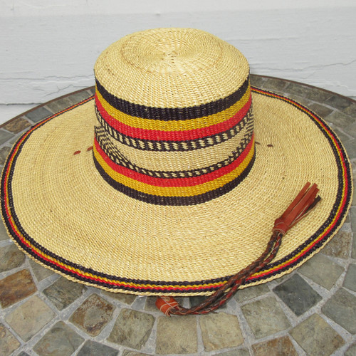African Straw Hat with Chin Strap #65-Fits 20"-21" Head