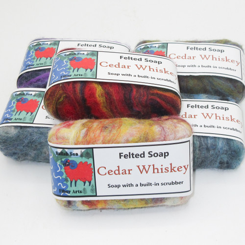 Salish Sea Handmade Felted Soap Cedar Whiskey