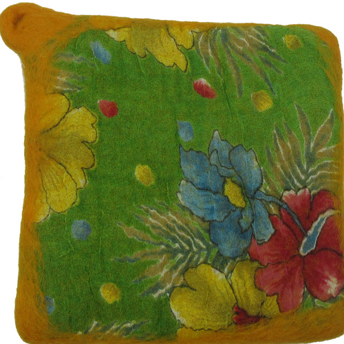 Felted Wool and Cotton Pot Holder Nepal #10