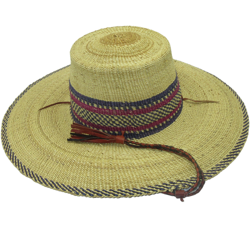 African Straw Hat with Chin Strap #86-Fits 21.5"-22.5" Head