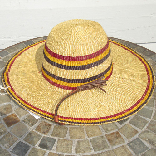 African Straw Hat with Chin Strap #113-Fits 22.5"-23.5" Head