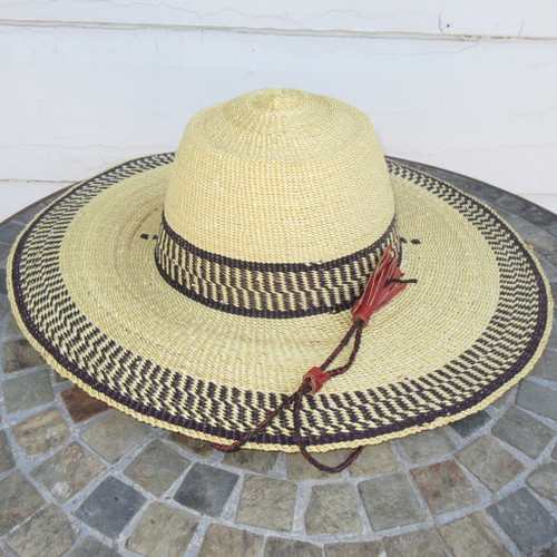 African Straw Hat with Chin Strap #115 Fits 23.5"-24.5" Head