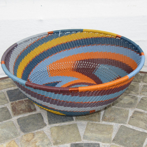 African Zulu Telephone Wire Basket Medium Wide Bowl #4