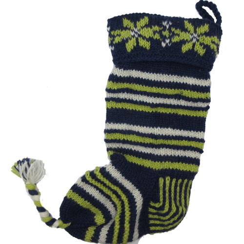 Wool Knit Christmas Stocking Nepal Striped 2