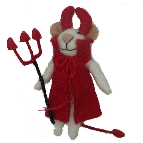 Felted Wool Ornament Devil Mouse