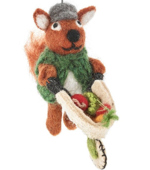 Felted Wool Ornament Foster The Gardening Squirrel