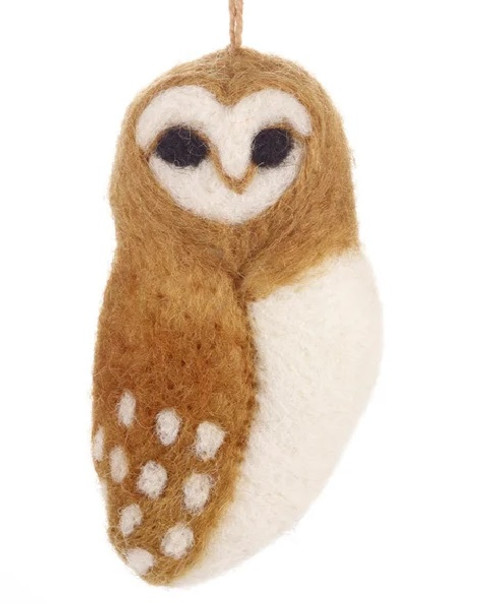 Felted Wool Ornament Tyto Alba the Barn Owl