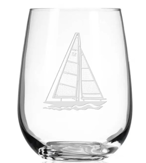 Stemless Wine Glass Sailboat