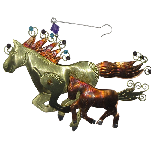 Handmade Metal Ornament Mare And Foal