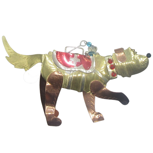 Handmade Metal Ornament Mountain Rescue Dog