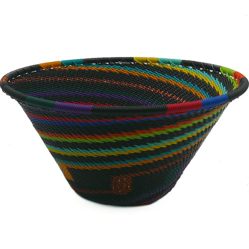 African Zulu Telephone Wire Basket Small Funnel Bowl #10