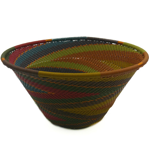 African Zulu Telephone Wire Basket Small Funnel Bowl #14