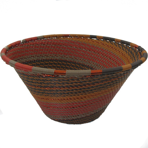 African Zulu Telephone Wire Basket Small Funnel Bowl #18